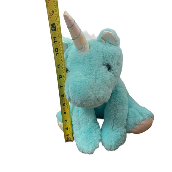 Pastel Blue Unicorn Plush Iridescent Horn Kellytoy Stuffed Animal Sitting Cute - Picture 10 of 10